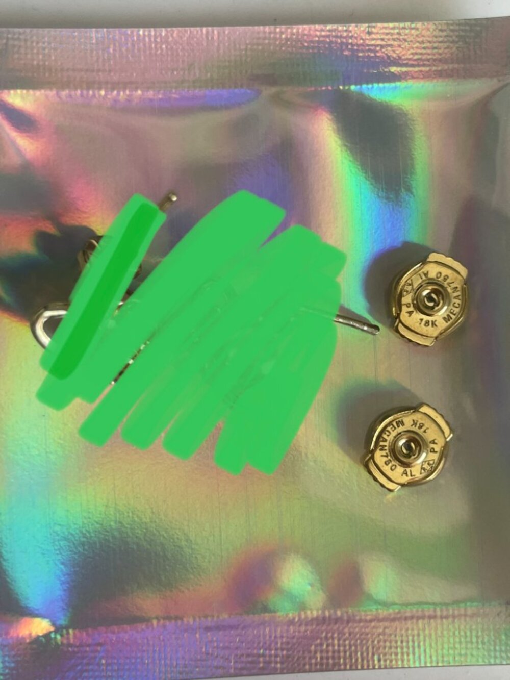 Cartier's Yellow Gold Pushbacks for YOUR Round Green Pin Earrings - Picture 2 of 6